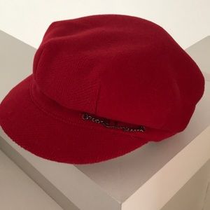Red Medium Burberry Newsboy Hat Cap